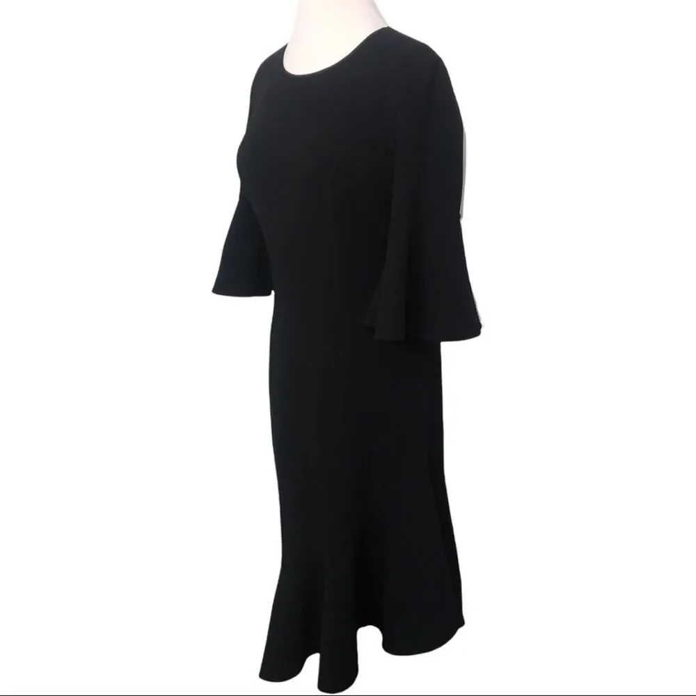 Michael Kors Collection Double-Face Stretch Wool-Crepe Ruffle Dress Black Size 4